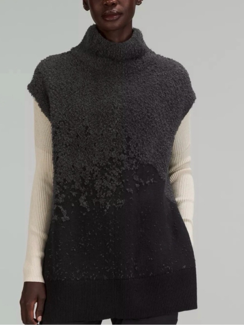 lululemon Charcoal & Black Ombré Sleeveless Turtleneck Sweater Vest